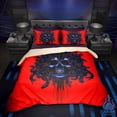 thumbnail image 3 of Horror Bedding Set, Red Comforter or Duvet, Gothic Neon Medusa, Goth Bed Cover,, 3 of 10
