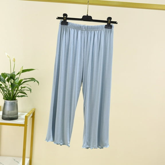 lmcalzta Pajama Capri Pants Loungewear Sleepwear Homewear Nightwear Comfy Stretch Lightweight Modal Bottom Pants