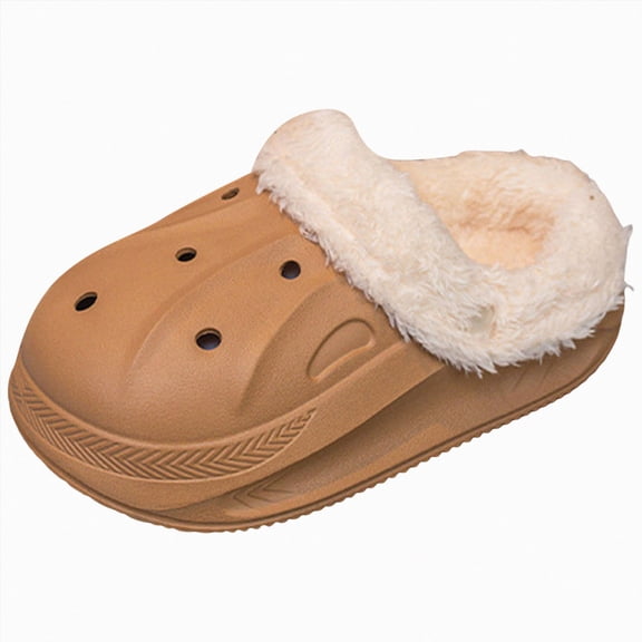 Quealent Kids Girls Boys Fur Lined Clogs Toddler Fuzzy Slippers | Warm Faux Fur Inside, Non-slip Sole, Winter Gifts, Cozy, Lightweight, Indoor and Outdoor (2, Coffee)