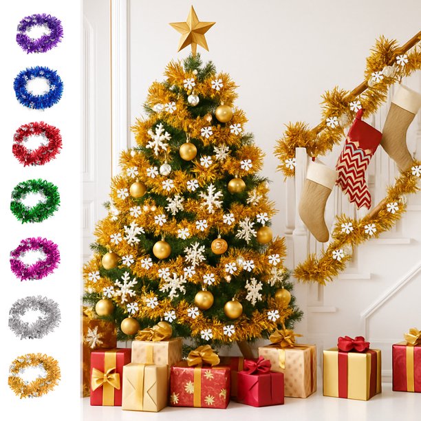 Christmas Tree Pendant Pull Flower Ribbon 2 Meters Wool Strips Hanging Ornaments,Christmas Tree Window Decoration,Christmas Tree Ornaments Decorative Home Decor, Festive Holiday Seasonal