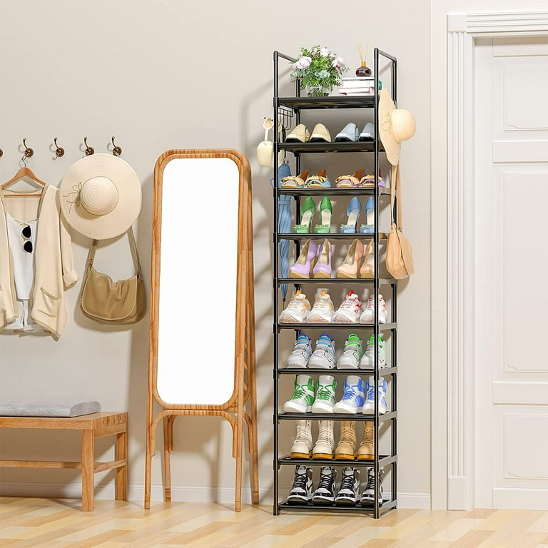 10 tier best sale shoe rack wood