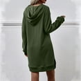 thumbnail image 6 of IROINNID Dress Shirt for Women Fall/Winter New Hooded Long Sleeve Pocket Split Long Sweater Dress Savings,Olive Green, 6 of 6