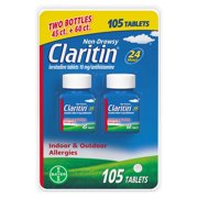 Claritin 10 mg. 24 Hour Non-Drowsy Antihistamine, 105 Tablets