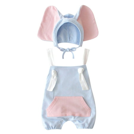 

ZHAGHMIN Baby Girls Dresses 6-9 Months Baby Boys Girls Patchwork Overalls Suspender Pants With Cute Elephant Hat Outfit Set Clothes 2Pcs Girls Suit Jacket And Pants Pant Suits For Kids New Born Set