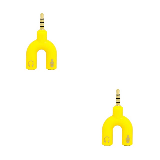 Kearding Divisor de Audio de 3,5mm tipo 2 en 1 conveniente conector estéreo convertidor de sonido teléfono micrófono auriculares Tablet Accesorios amarillo 2piezas