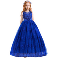 thumbnail image 3 of IBTOM CASTLE Girls Flower Vintage Lace Princess Long Dress for Kids Tulle Pageant Formal Party Wedding Floor Dance Evening Gown 12-13 Years Blue, 3 of 8