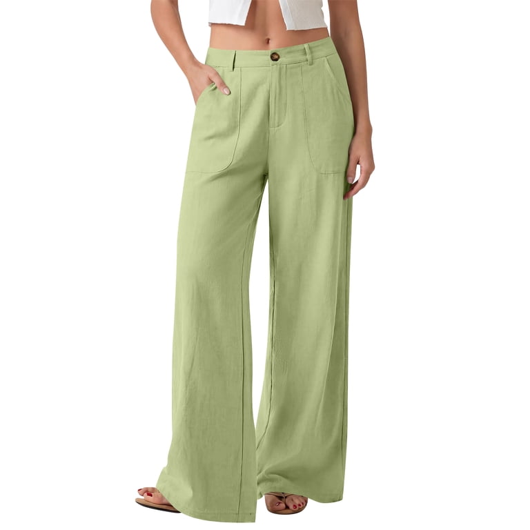 mint green dress pants women Iyyvv Wide Leg Work Pants for Woman Stretchy Office Slack Dress Pants Business Trousers with Pockets Mint Green 2XL, Women's
