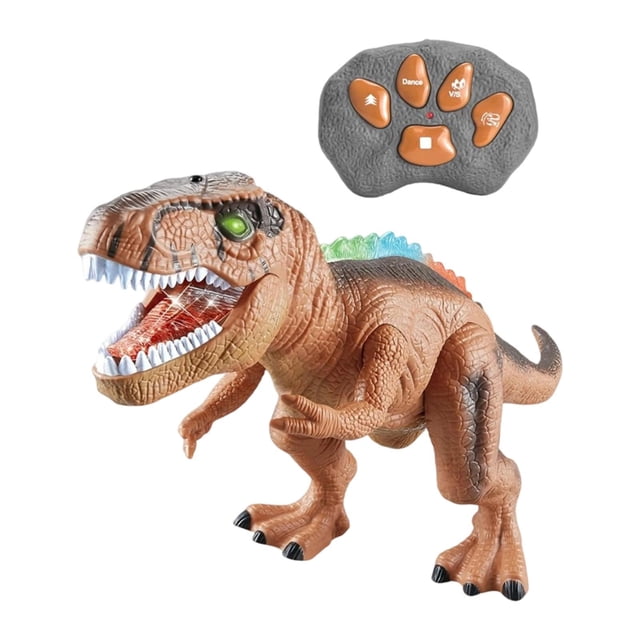 TISHITA Remote Control Dinosaur Toy Creative Cute with Light Electronic Toy Children Brown
