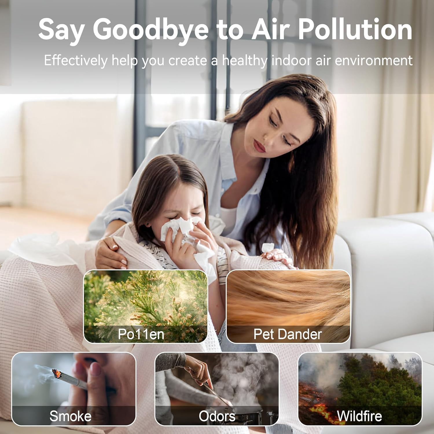 Air Purifiers for Home Large Room Up to 2000 Ft² with Washable Filters, H13 HEPA Filter,Bedroom Air Purifier for Pet,Air Cleaner for Smoke Pet Hair Dander Odor,P260 (Black)