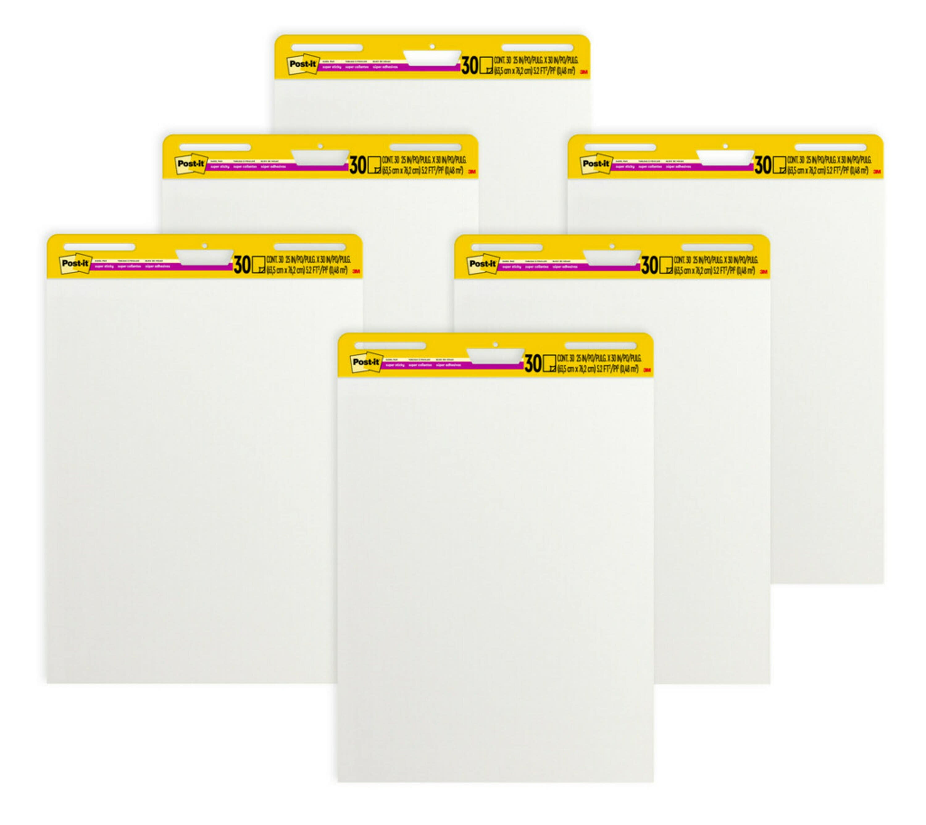Post-it® Super Sticky Easel Pad, Short Backcard Format, White, 25
