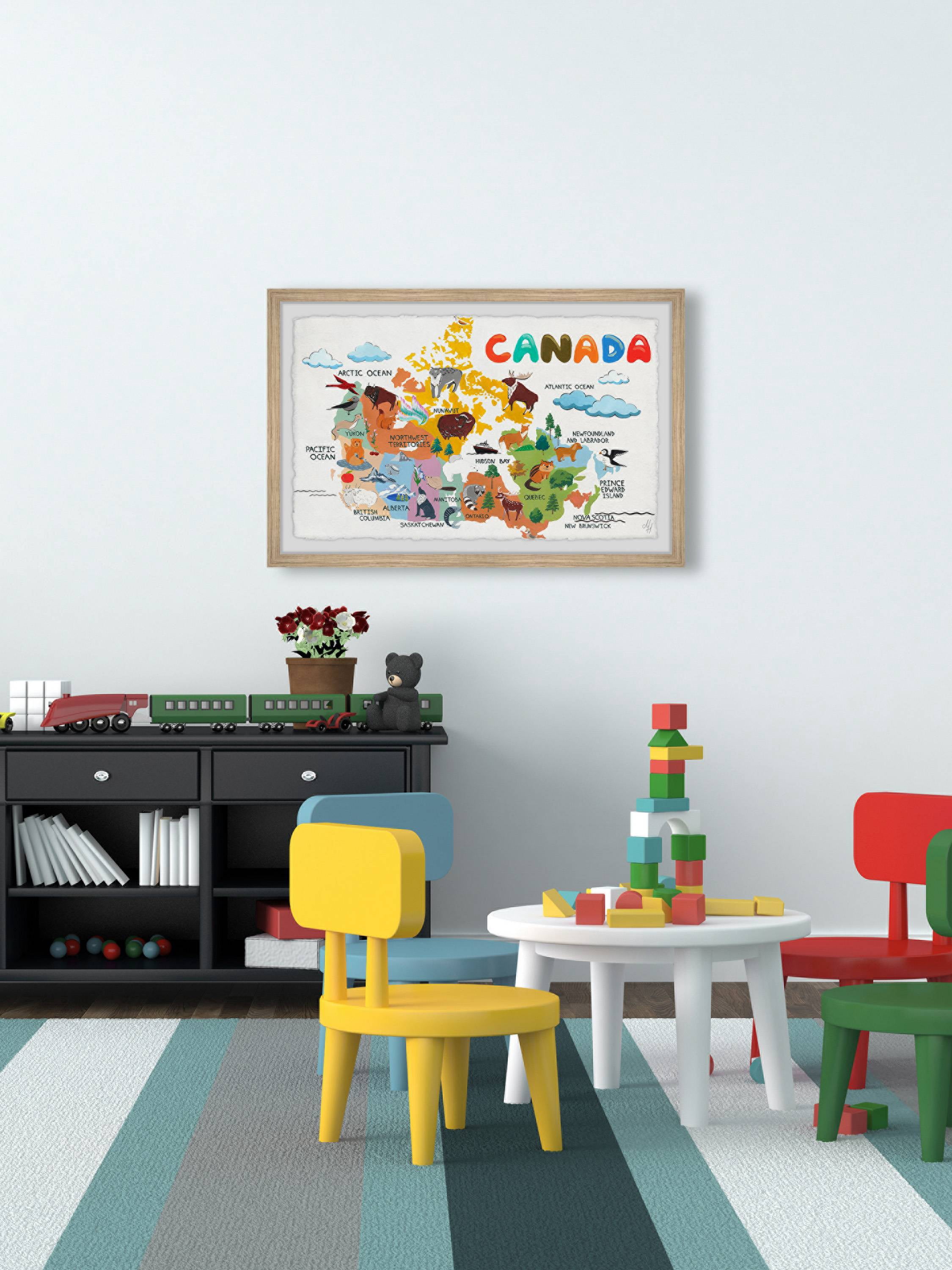 Marmont Hill Rainbow Canadian Map Framed Wall Art