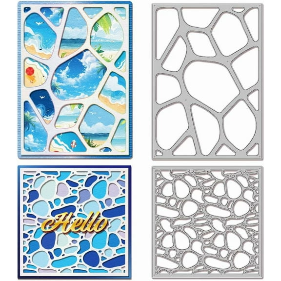 Sea Background Cutting Dies for Card Making Summer Sand Beach Die Cuts Carbon Steel Embossing Stencils Template for DIY Scrapbooking Album Craft Decor
