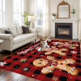 thumbnail image 2 of Gingerbread Red Plaid Area Rugs 8'x10', Washable Small Throw Rugs for Living Room Patio, Christmas Winter Snowflake Indoor Outdoor Rug Non-Slip Low Pile Carpet Runner Reversible Floor Mats, 2 of 8