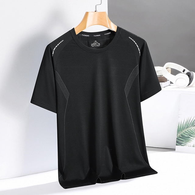 Blusas y camisas de manga corta y cuello redondo para hombre. Camisa informal de poliéster de manga corta, cuello redondo y cómoda.