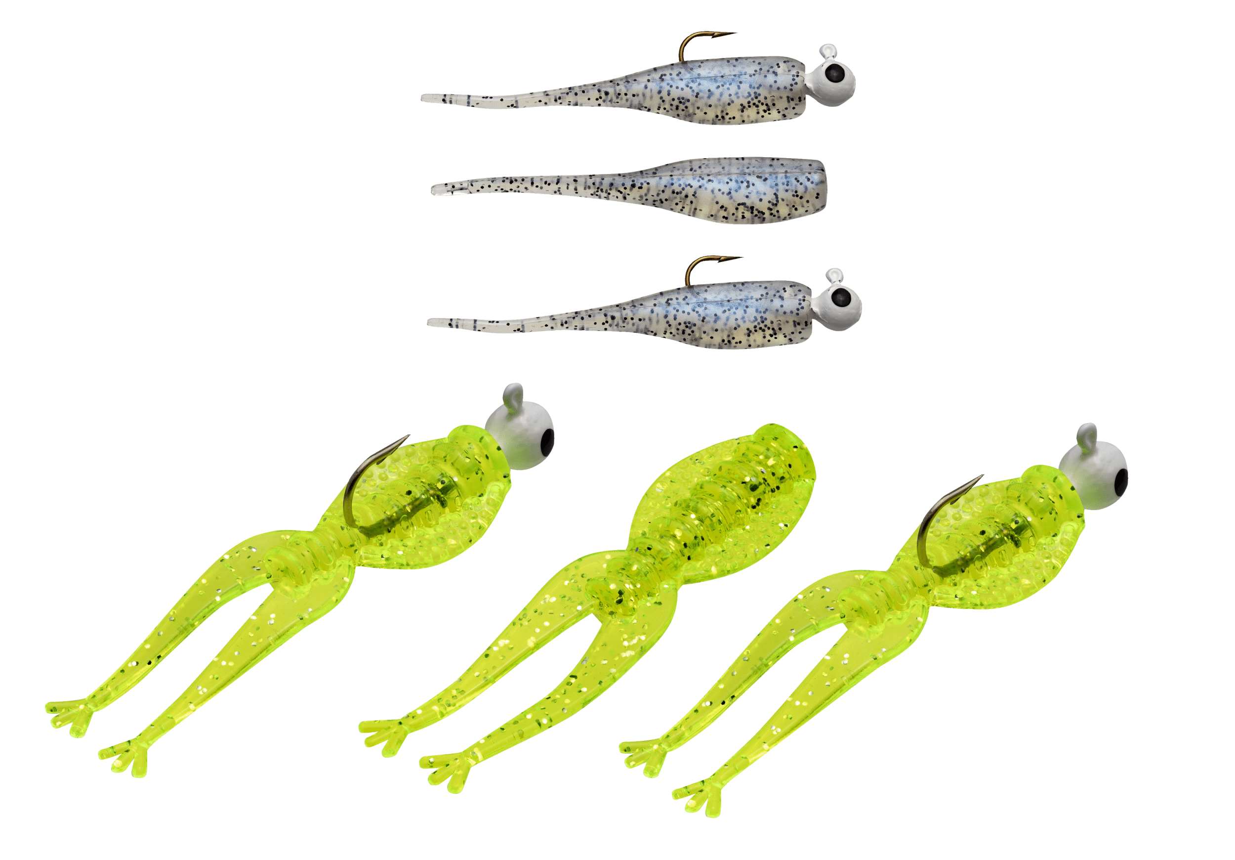 Ozark Trail Ozark Trails Pad Hopper Baby Shad Combo Pack Chartreuse Silver/Flake Monkey Milk Panfish Lure