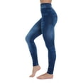 thumbnail image 2 of Just Love Women's Denim Wash Leggings - Stretchy and Comfortable Skinny Pants (Blue Basic with Pearls, X-Small / Small), 2 of 3