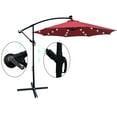 thumbnail image 4 of Outdoor Patio Umbrella, Solar Offset Umbrella with LED Lighted 8 Ribs Umbrella, Crank and Cross Base for Garden, Outside, Deck, Swimming Pool (Red - 10FT), 4 of 7