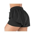 thumbnail image 2 of Women's Running Shorts Double Layer Fitness Workout Athletic Shorts, Black, Small, 2 of 7