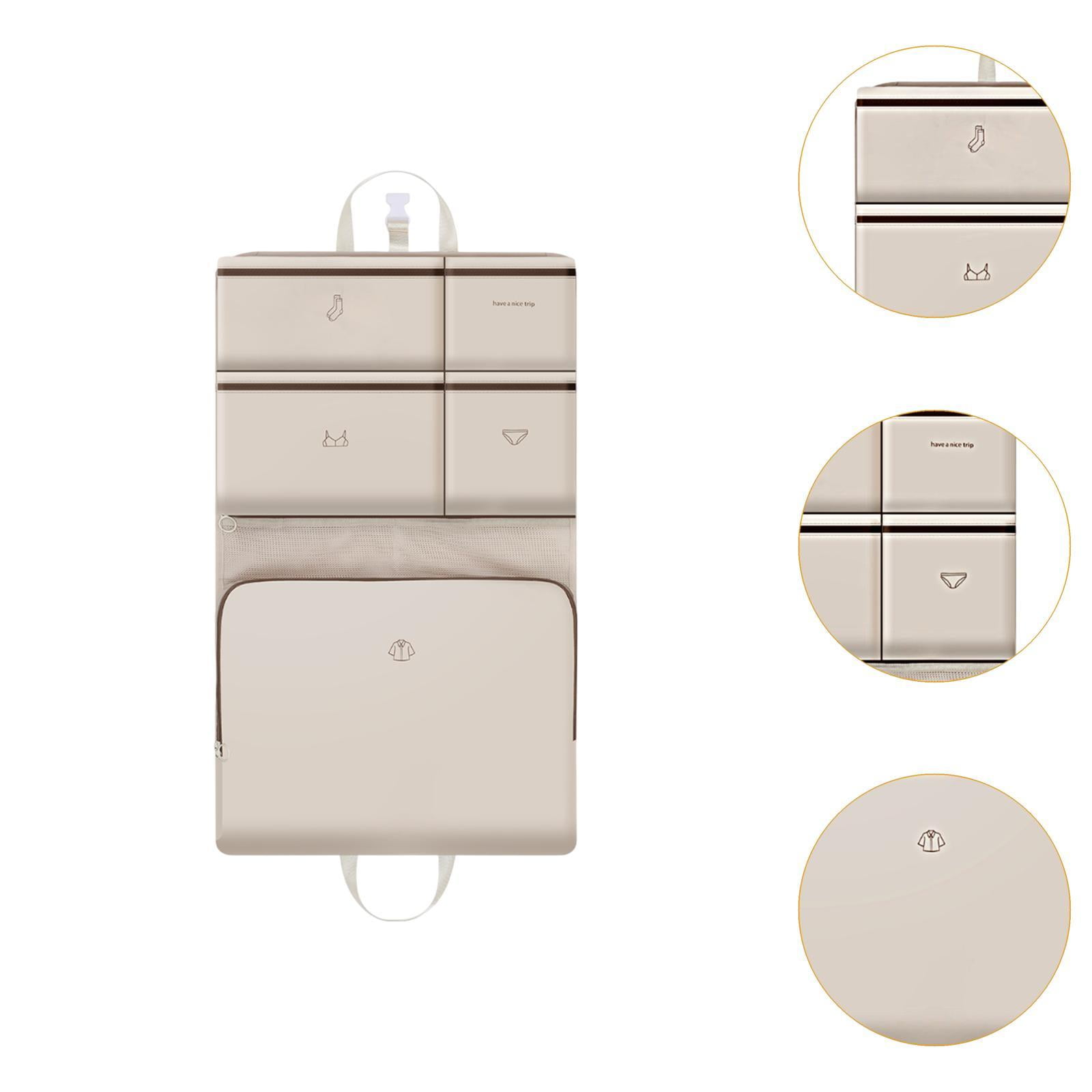 Fiocias Packing Cube Clothes Underwear Storage Bag Luggage Organizer Carry on Waterproof Beige