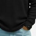 thumbnail image 3 of WQNVRNR Men's Waffle Knit Polo Shirt- Spring Fall Pullover Casual Lapel Collar Long Sleeve Top with Chest Pocket Black Size 2XL, 3 of 7