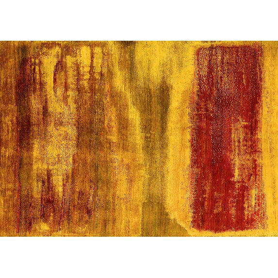 Ahgly Company Indoor Rectangle Oriental Yellow Industrial Area Rugs, 7' x 9'