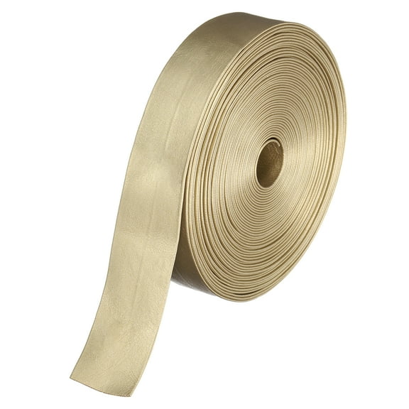 10 Yard 25mm PU Faux Leather Strips, Fold Over Leather Strap Roll Double Sided Faux Supplies for DIY Craft Projects, Gold