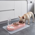 thumbnail image 5 of 3 in 1 Cat Bowl,Cat Food and Water Bowl Set with Water Dispenser and Stainless Steel Bowls,Double Bowls Design,15-degree Tilted Pet Feeder,Pink, 5 of 6