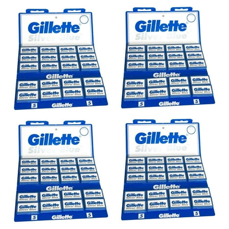 Gillette 100 Silver Blue Double Edge Razor Blades (Pack of 4)