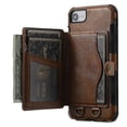 thumbnail image 1 of Funda trasera a prueba de golpes de poliuretano termoplástico (PU) con textura Crazy Horse, ranuras para tarjetas, soporte, billetera y correa cruzada para iPhone 6 Plus, 6S Plus, 7 Plus y 8 Plus., 1 of 5
