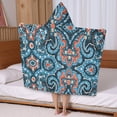 thumbnail image 5 of Blue Ethnic Paisley Pattern Hooded Bath Towel，50"x30" for Ages 3 To 12 Kids, Quick Dry Lightweight Soft Microfiber Hood Beach Towel Cover Up for Kids, 5 of 7