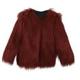 thumbnail image 2 of Feancey Faux Fur Coat Kids Girls Winter Fluffy Fleece Jacket Long Sleeve Open Front Shaggy Jackets Comfy Plush Warm Outerwear for Toddler Girl Wine XXL, 2 of 5