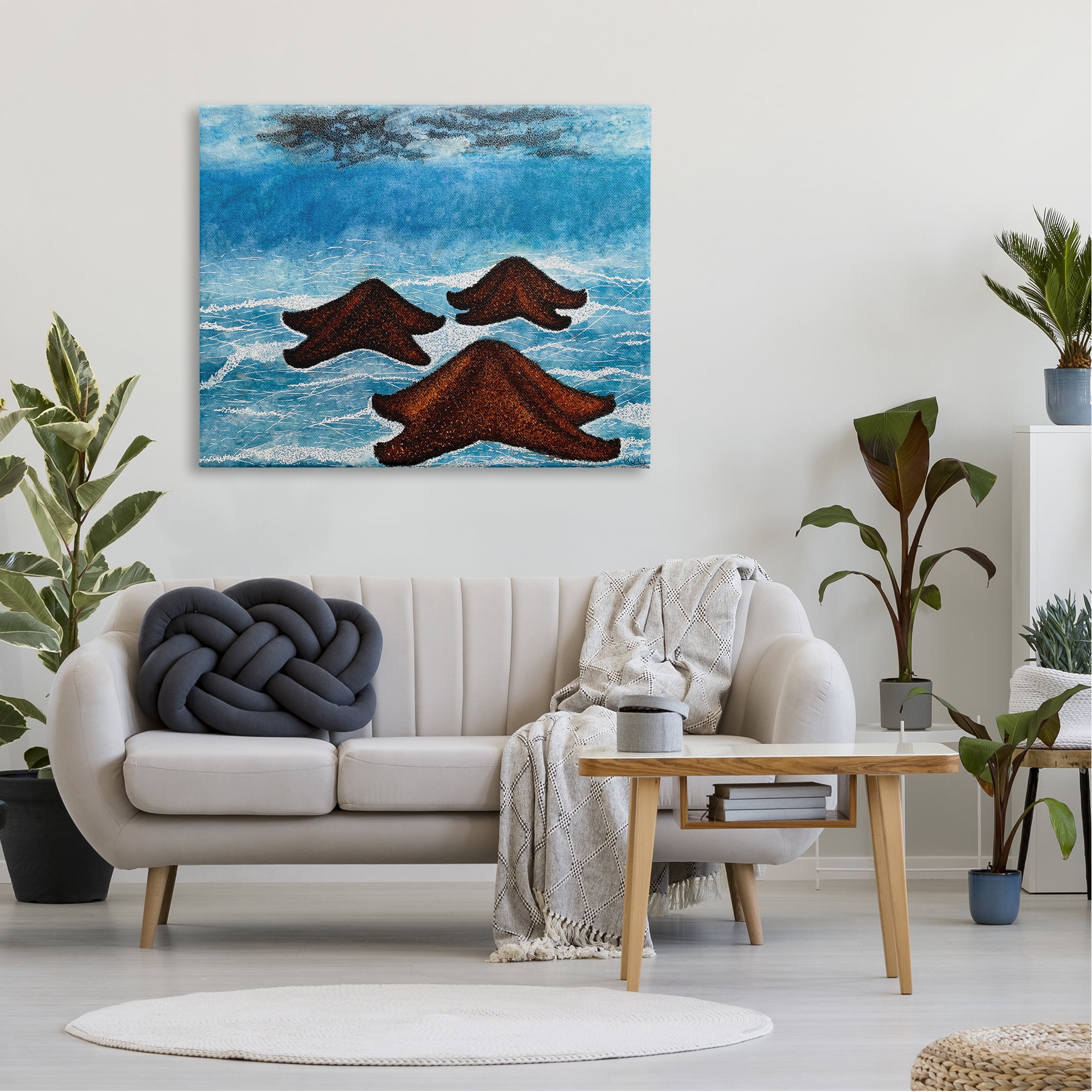 Stupell Industries Aquatic Starfish Floating Water Surface Waves Splash Canvas Wall Art, 48 x 36, Design by Ale Saiz Studio