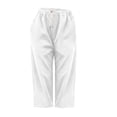 thumbnail image 5 of Bloomae Waffle Knit Capri Pants for Women Lightweight Casual Drawstring Elastic High Waist Comfy Lounge Cropped Trousers Loose Straight Leg Jogger Capris with Pockets, 5 of 9