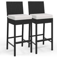 thumbnail image 3 of Patio Wicker Barstools with Cushions, Outdoor Wicker Bar Stools Set of 2, Outdoor Rattan Bar Height Stool Set Armless for Backyard, Poolside, 3 of 8