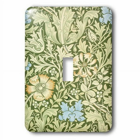 3dRose, Image of William Morris Green And Blue Floral Pattern, single toggle switch