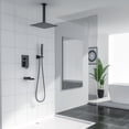 thumbnail image 2 of Kichae 16" Square Shower Head and Handheld Shower Combo with Bathroom Faucet Ceiling Mount in Matte Black, 2 of 7