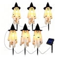 thumbnail image 6 of Solar Ghost Stake Lights Halloween Yard Decor with Witch Hat Warm LED Waterproof Outdoor Garden Lawn Pathway Landscape Lights 6 Pack A, 6 of 7