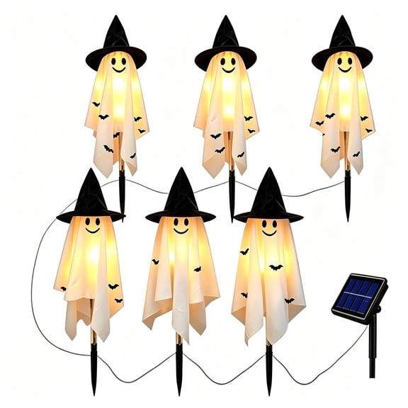 6 Pack Solar Witch Ghost Stake Lights, Halloween Outdoor Indoor Decorations