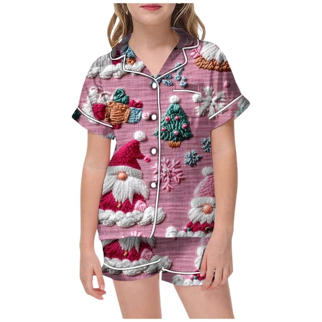 WEAIXIMIUNG Pajamas For Children Shirt And Pant Matching Set Sleepwear Set With Pockets For Christmas 4-5 Years