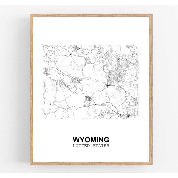 Eleville 18X24 Unframed Wyoming United States Country View Abstract Road Modern Map Art Print Canvas Poster Wall Office Home Decor Minimalist Line Art Hometown Housewarming wgn206