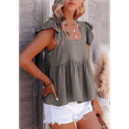 thumbnail image 6 of Women'S Casual Square Neck Ruffle Cap Sleeve Peplum Babydoll Blouse Tank Top Grey M, 6 of 9