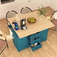 thumbnail image 3 of Kitchen Island with Drop Leaf, Rolling Kitchen Cart with Power Outlet, Folding Storage Dining Table for Kitchen, Green, 3 of 13