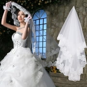 Jiaroswwei Romantic Women Lace Edge Long Cathedral Wedding Bridal Veil Accessory Headwear