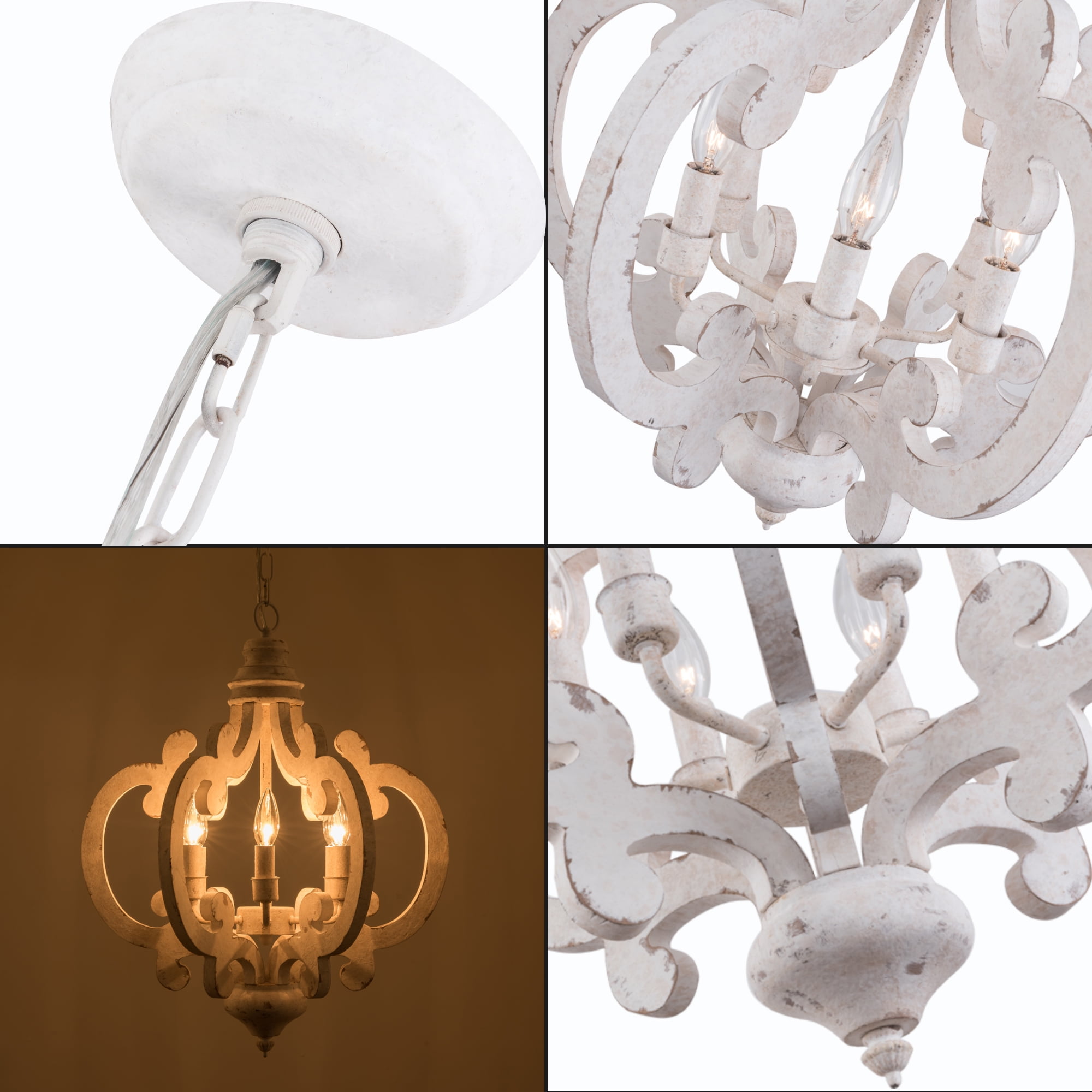 Cusp Barn 6-Light Rustic Wood Chandelier Lighting Farmhouse Geometrics Chandeliers with Height Adjustable Chandelier for Hallway, Frame, Dining Room