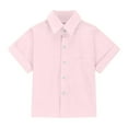 thumbnail image 3 of Hiijoy Big Girls Cotton Linen Button Up Shirt Solid Color Short Sleeve Loose Shirt, 3 of 5