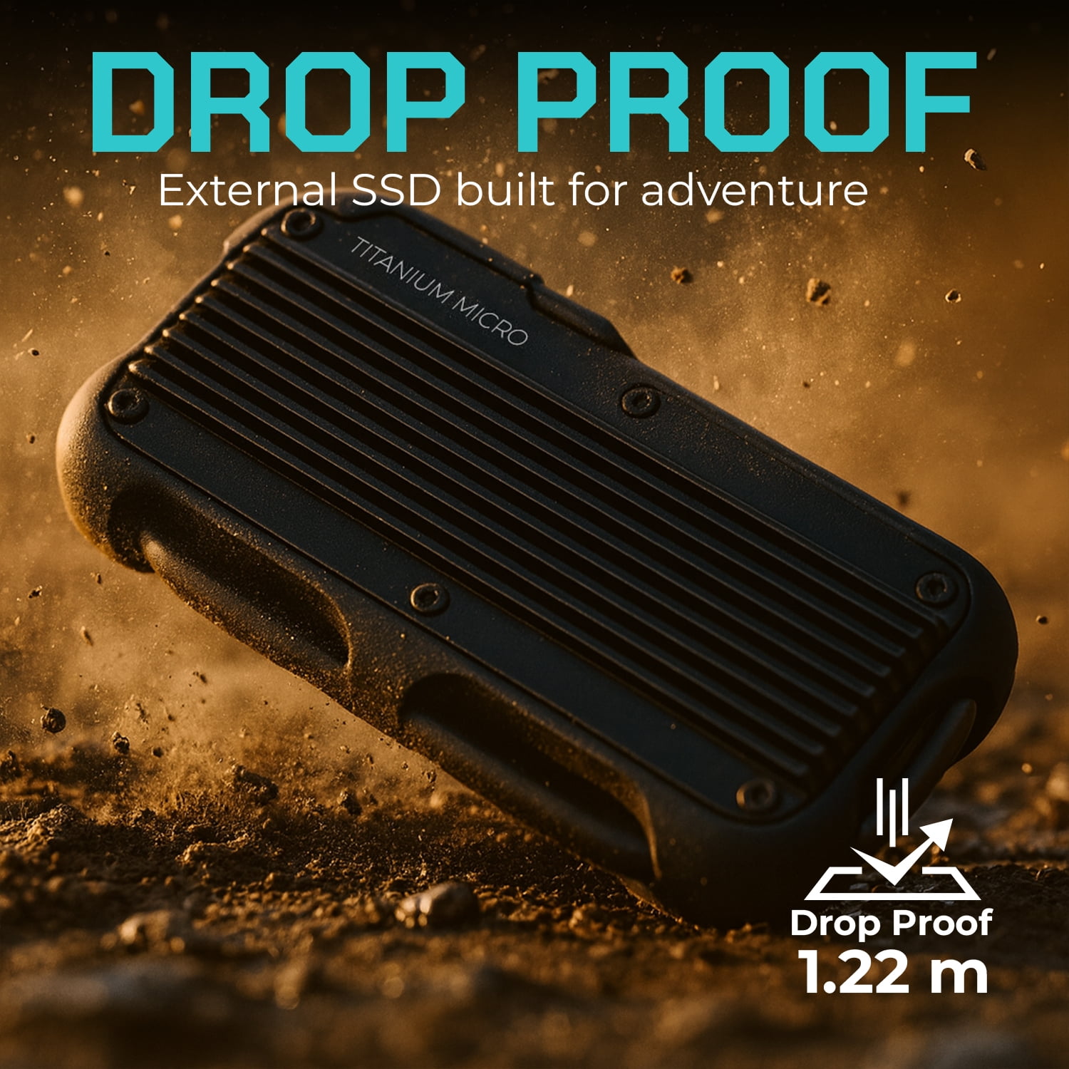 Titanium Micro Mercury 2TB Portable Aluminum SSD Up to 1000MB/S NVMe USB 3.1 IP66 water dust resistant for PC Mac Android and Game Console