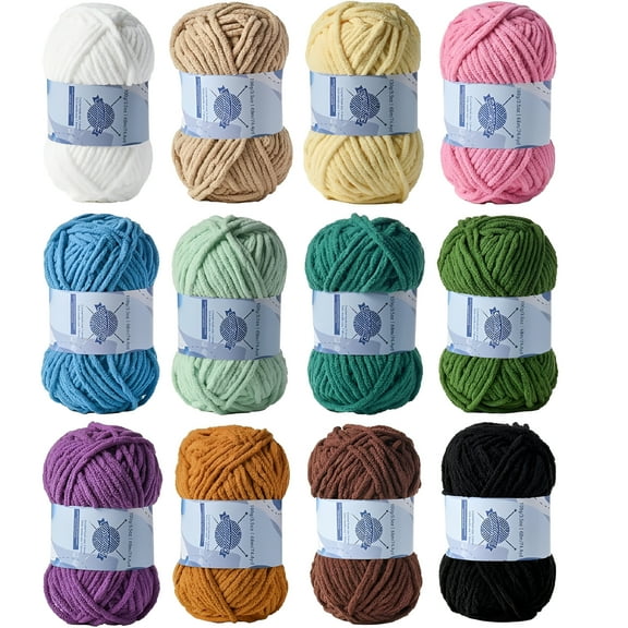 AUQ Giant Chunky Yarn for Crocheting Super Bulky Giant Thick Yarn for Crocheting,Big Soft Plush Yarn for Chunky Blanket,Tie-Dye Multicolor Fluffy Jumbo Yarn