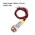 thumbnail image 3 of Unique Bargains Indicateur de Signal AC/DC 110V 6mm Coque en Métal Rouge à LED, 3 of 4