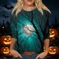 thumbnail image 2 of Womens Halloween Holiday Outfit Shirt,Halloween Scary Ghost Print Shirts Halloween Casual 3/4 Sleeve Crew Neck Tops For Women, 2 of 5