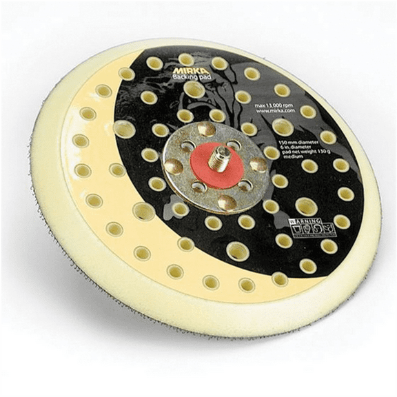 Mirka Abrasives 916GV Grip Faced Vacuum Back-Up Pad, 6 in Dia, Hook and Loop Attachment